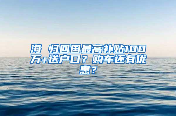 海 归回国最高补贴100万+送户口？购车还有优惠？