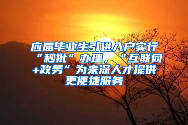 应届毕业生引进入户实行“秒批”办理，“互联网+政务”为来深人才提供更便捷服务