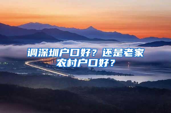 调深圳户口好？还是老家农村户口好？