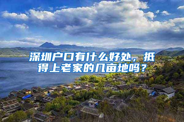 深圳户口有什么好处，抵得上老家的几亩地吗？