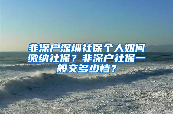 非深户深圳社保个人如何缴纳社保？非深户社保一般交多少档？