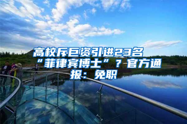 高校斥巨资引进23名“菲律宾博士”？官方通报：免职