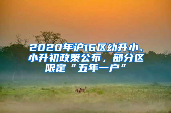 2020年沪16区幼升小、小升初政策公布，部分区限定“五年一户”