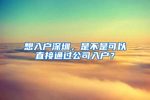 想入户深圳，是不是可以直接通过公司入户？