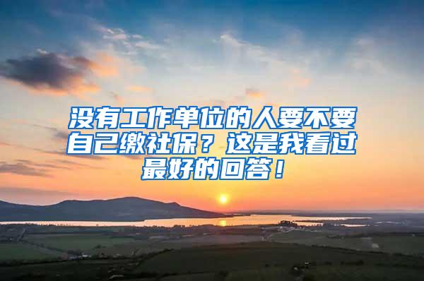 没有工作单位的人要不要自己缴社保？这是我看过最好的回答！