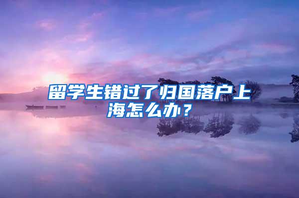 留学生错过了归国落户上海怎么办？