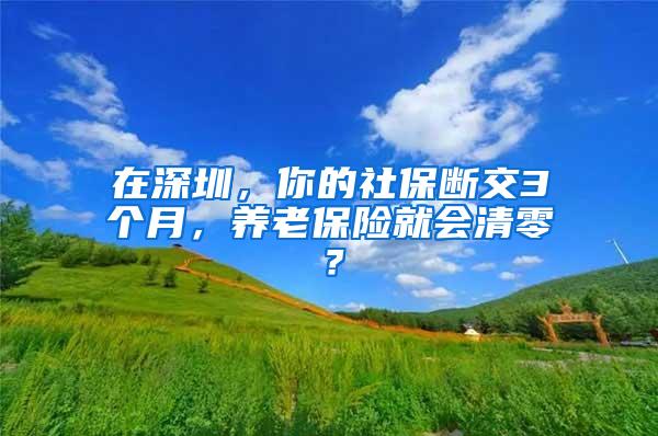 在深圳，你的社保断交3个月，养老保险就会清零？