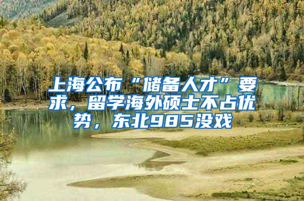 上海公布“储备人才”要求，留学海外硕士不占优势，东北985没戏