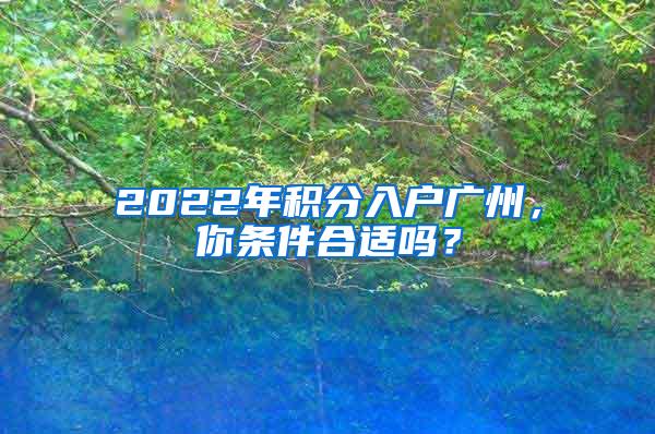 2022年积分入户广州，你条件合适吗？