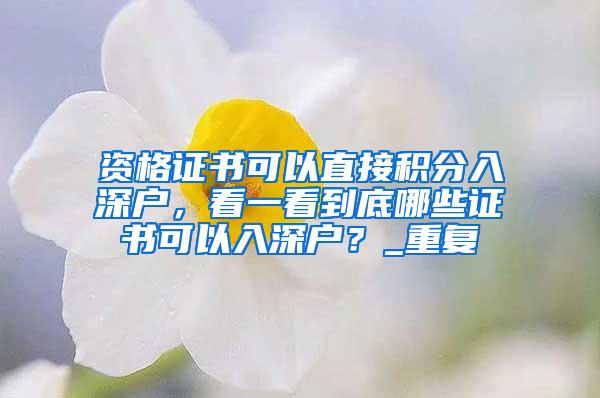 资格证书可以直接积分入深户，看一看到底哪些证书可以入深户？_重复