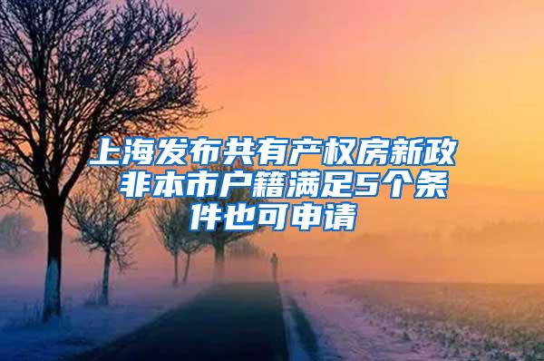 上海发布共有产权房新政 非本市户籍满足5个条件也可申请