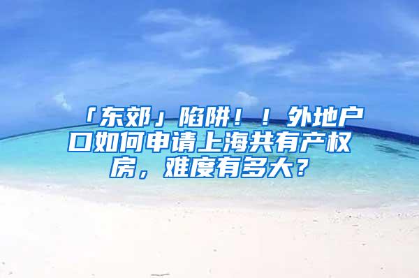 「东郊」陷阱！！外地户口如何申请上海共有产权房，难度有多大？