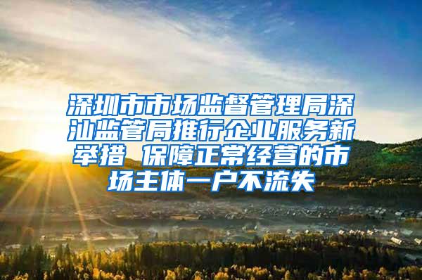 深圳市市场监督管理局深汕监管局推行企业服务新举措 保障正常经营的市场主体一户不流失