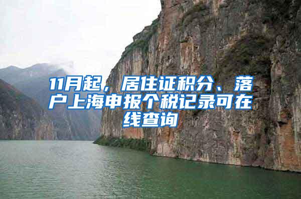 11月起，居住证积分、落户上海申报个税记录可在线查询