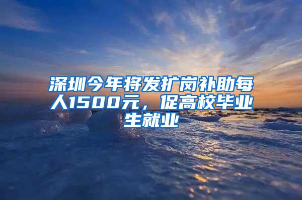 深圳今年将发扩岗补助每人1500元，促高校毕业生就业