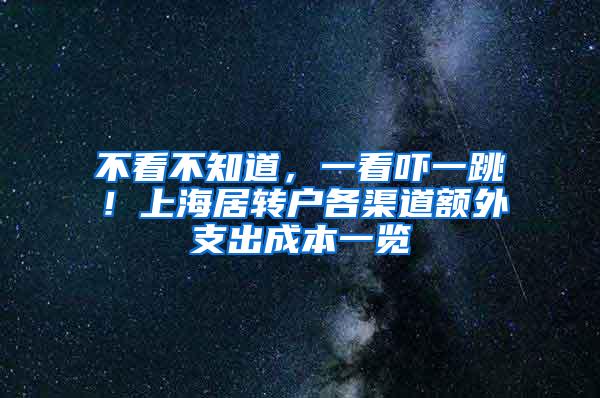 不看不知道，一看吓一跳！上海居转户各渠道额外支出成本一览