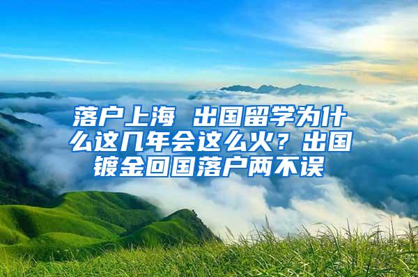 落户上海 出国留学为什么这几年会这么火？出国镀金回国落户两不误