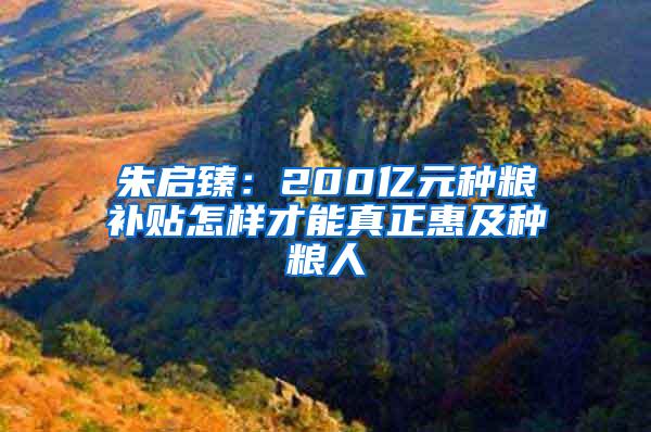 朱启臻：200亿元种粮补贴怎样才能真正惠及种粮人