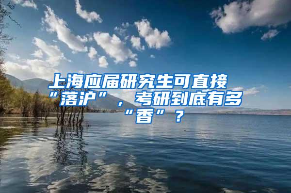上海应届研究生可直接“落沪”，考研到底有多“香”？
