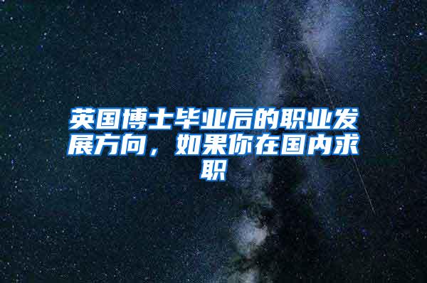 英国博士毕业后的职业发展方向，如果你在国内求职