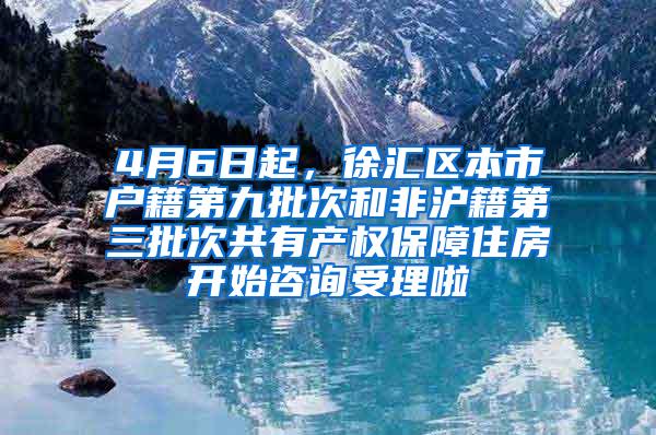 4月6日起，徐汇区本市户籍第九批次和非沪籍第三批次共有产权保障住房开始咨询受理啦