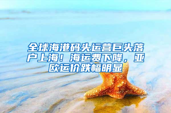 全球海港码头运营巨头落户上海！海运费下降，亚欧运价跌幅明显