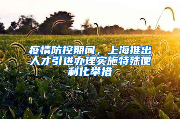 疫情防控期间，上海推出人才引进办理实施特殊便利化举措