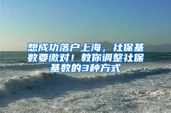 想成功落户上海，社保基数要缴对！教你调整社保基数的3种方式