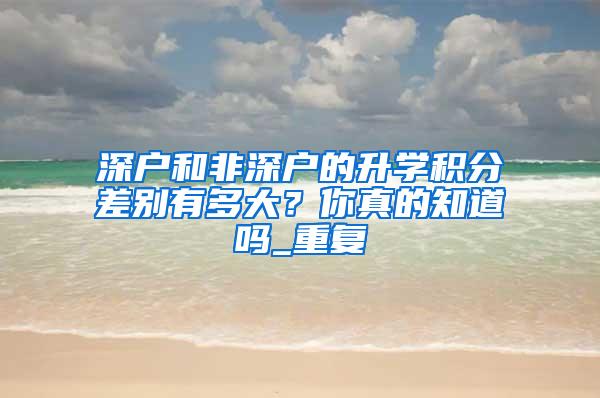 深户和非深户的升学积分差别有多大？你真的知道吗_重复