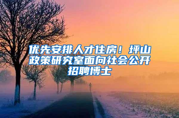 优先安排人才住房！坪山政策研究室面向社会公开招聘博士