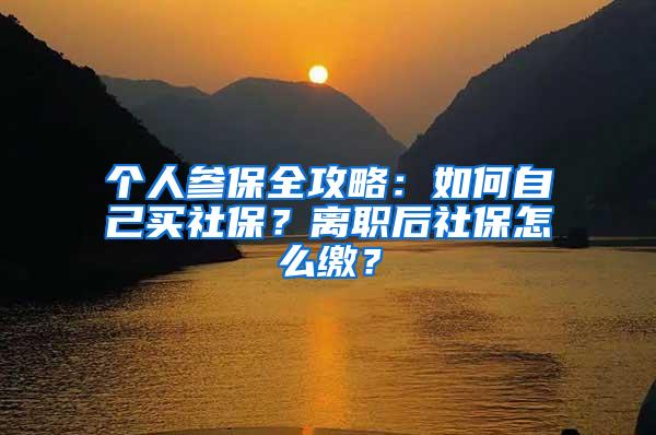 个人参保全攻略：如何自己买社保？离职后社保怎么缴？