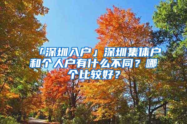 「深圳入户」深圳集体户和个人户有什么不同？哪个比较好？