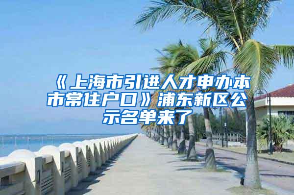 《上海市引进人才申办本市常住户口》浦东新区公示名单来了