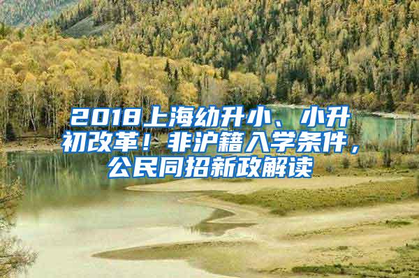 2018上海幼升小、小升初改革！非沪籍入学条件，公民同招新政解读