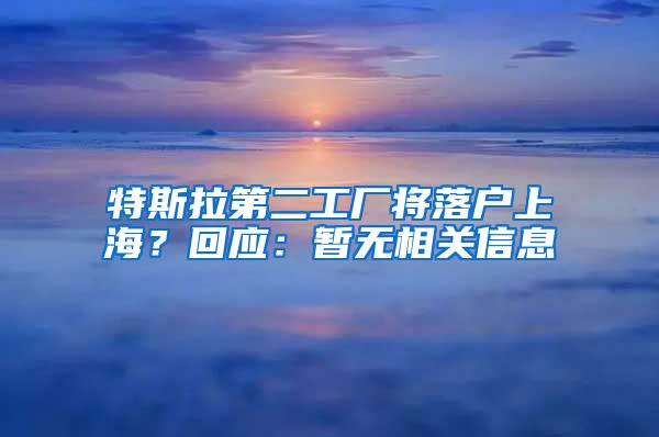 特斯拉第二工厂将落户上海？回应：暂无相关信息