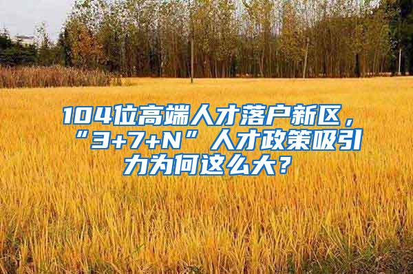 104位高端人才落户新区，“3+7+N”人才政策吸引力为何这么大？