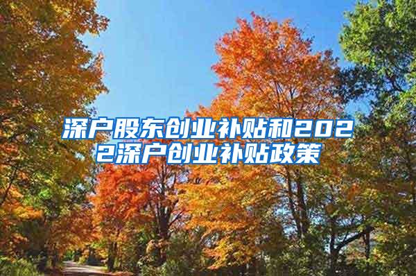 深户股东创业补贴和2022深户创业补贴政策