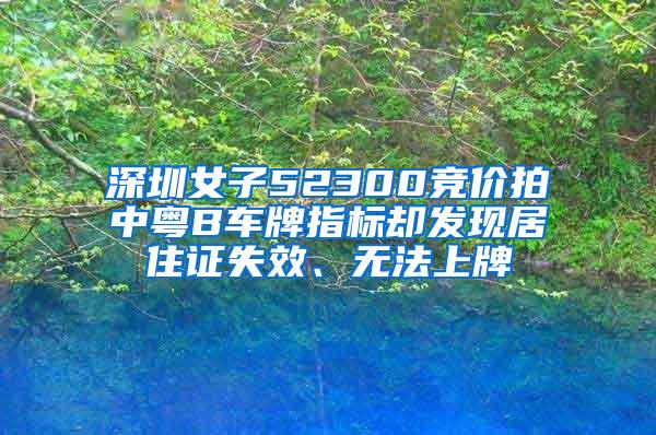 深圳女子52300竞价拍中粤B车牌指标却发现居住证失效、无法上牌