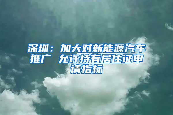 深圳：加大对新能源汽车推广 允许持有居住证申请指标