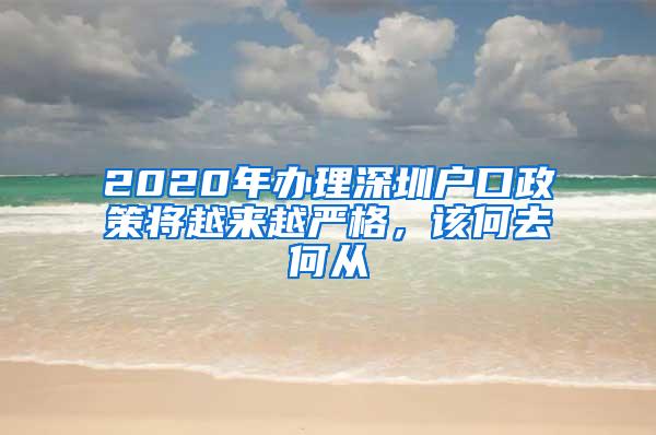 2020年办理深圳户口政策将越来越严格，该何去何从