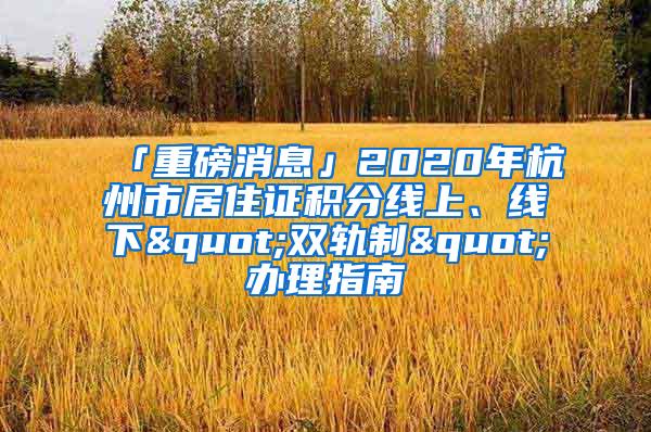 「重磅消息」2020年杭州市居住证积分线上、线下"双轨制"办理指南