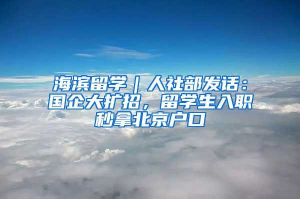 海滨留学｜人社部发话：国企大扩招，留学生入职秒拿北京户口