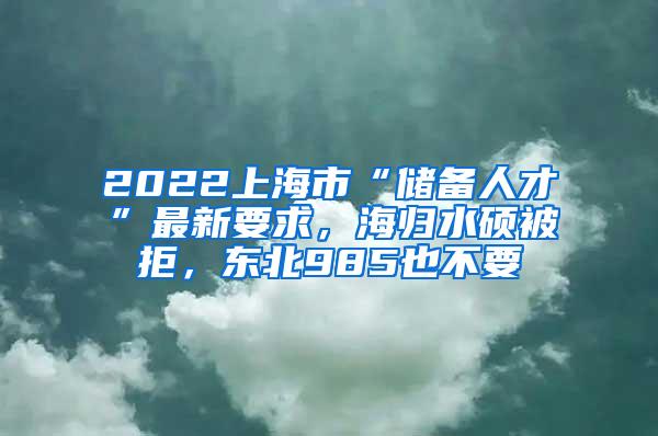 2022上海市“储备人才”最新要求，海归水硕被拒，东北985也不要