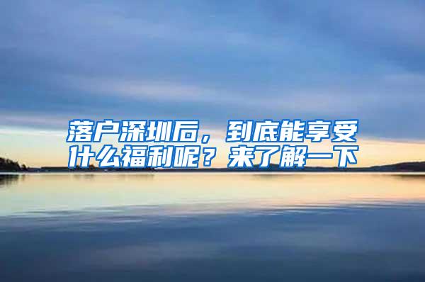 落户深圳后，到底能享受什么福利呢？来了解一下