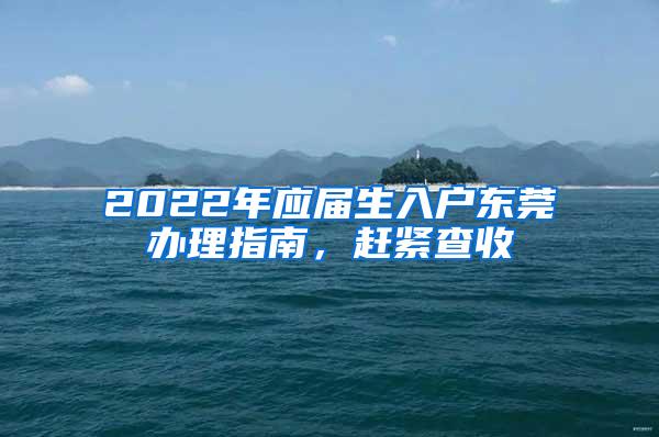 2022年应届生入户东莞办理指南，赶紧查收