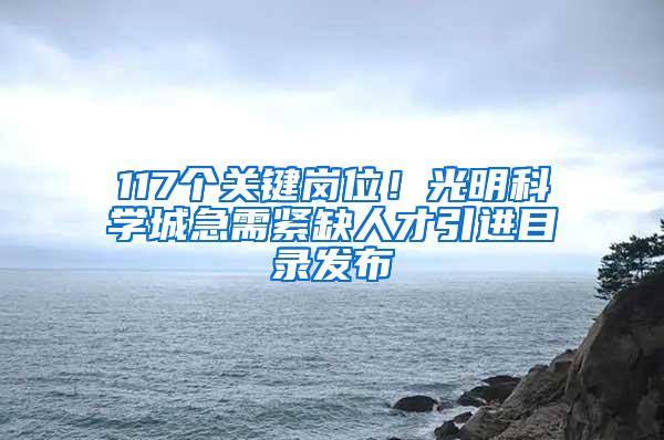 117个关键岗位！光明科学城急需紧缺人才引进目录发布