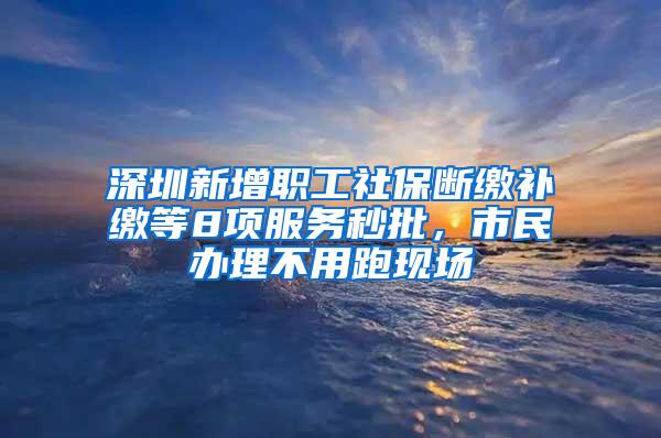 深圳新增职工社保断缴补缴等8项服务秒批，市民办理不用跑现场