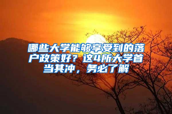 哪些大学能够享受到的落户政策好？这4所大学首当其冲，务必了解