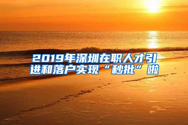 2019年深圳在职人才引进和落户实现“秒批”啦