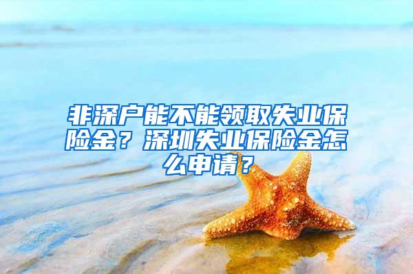 非深户能不能领取失业保险金？深圳失业保险金怎么申请？